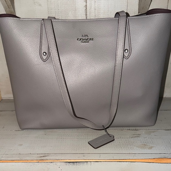 Coach Handbags - Coach Pebbled Leather Tote in Light Gray